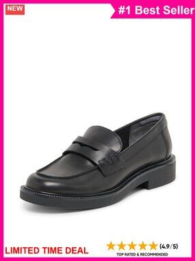 Leather Loafers Round Toe Pull-On Flat Slip-On Casual Shoes for Fall